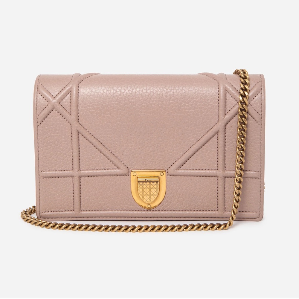 Dior 2017 Nude Calfskin Diorama Wallet On Chain